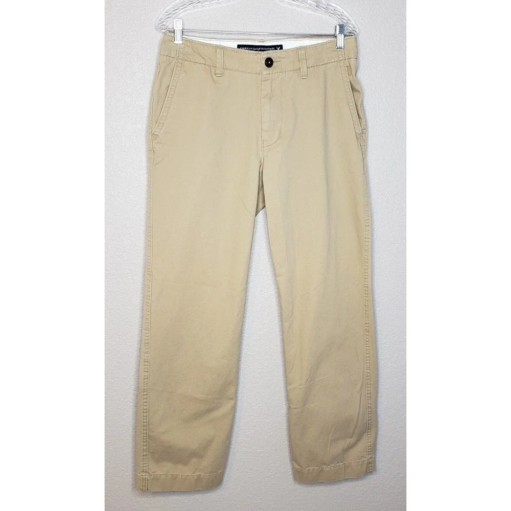 American Eagle Outfitters Mens Pants 32x32‎ Khaki Flat Front Relaxed Fit Chino